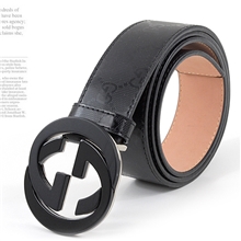 2012爽G黑胶铜扣真皮皮带高皮质真皮皮带3.8宽度黑色