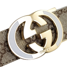 2012双G真皮皮带高皮质真皮皮带3.3宽度点胶白色