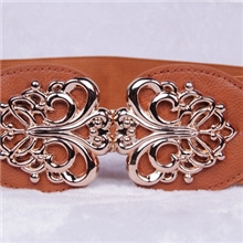 瘦身时尚装饰女式腰封金色对扣松紧腰带弹力女士款腰封裙带