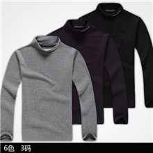 男士高领打底衫男加绒加厚韩版修身保暖长袖T恤男=06-1=