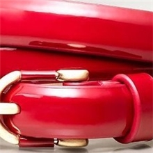 【yuri&asuka红人】外贸鲜艳红色牛漆皮女士真皮细腰带/皮带