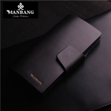 正品曼邦男士钱包真皮钻石纹进口牛皮长款意式情怀英伦条纹