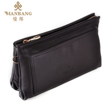 曼邦男士手拿包软头层牛皮真皮2013新款商务休闲手包大容量男包