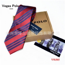 批发定制维加斯保罗南韩丝红蓝条纹领带，涤丝领带超细纤维领带