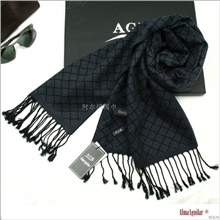 批发OEM新款秋冬季经典英伦男士围巾韩版真丝拉绒围巾工厂424