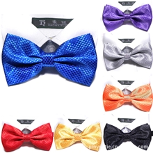 定制批发男女士纯色领结一色蝴蝶结细格子休闲款