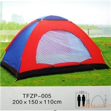 批发供应玻纤杆防水涂层涤纶布双人单层旅游旅行露营拼色帐篷