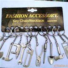 锯锤钻斧扳手铁楸锉刀等12种合金迷你工具组合特色钥匙链钥匙扣