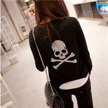 秋冬人气爆款外贸精品MMJ骷髅头捷克钻女式开衫毛衣外套披肩