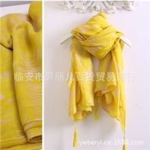 TM外贸原单正品黄色树叶超大流苏围巾爆款热卖棉质2013秋冬新款
