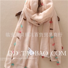 外贸原单le裸粉彩色手工流苏纯色薄款棉质高档围巾正品