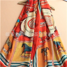 Bcb*欧美大牌出口原单桔色马车斜纹棉仿羊绒羊毛棉质围巾新款高档