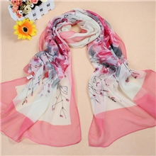韩国流行最新款真丝丝巾围巾桑蚕丝围巾丝巾乔其丝巾梅花图
