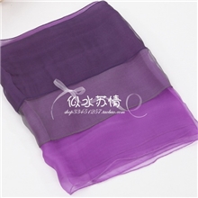 【丝巾批发】苏州丝绸紫灰黑真丝东风纱三层三色拼接长款丝巾