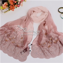 【丝巾厂家】烫钻真丝围巾丝巾|手工钉珠绣花加大围巾纱巾