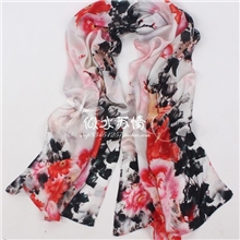 【精品丝绸】高档围巾丝巾|水墨奢华数码喷绘真丝素绉缎长丝巾