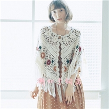 2012新款EME森女彩色钩花流苏披肩斗篷