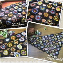 原创手工森林系原作手工彩色立体花三角披肩围巾