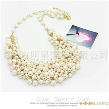纯手工-检察官公主-珍珠串项田园小碎花长款项链毛衣链