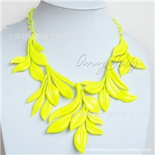 Anya&Jody欧美风项链荧光色项链橄榄枝项链树叶项链欧美毛衣链