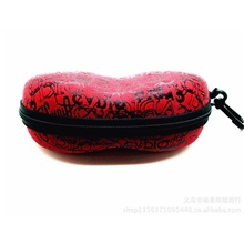 厂家直销抗震隔热EVA字母绒拉链绒布太阳眼镜盒运动型挂钩