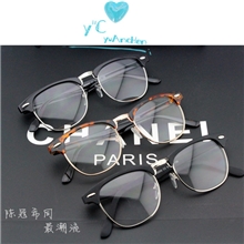 9月新品陈冠希李晨板材金属银边假半框可配近视镜片平光眼镜