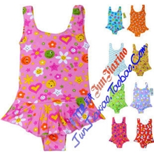 新款儿童游泳衣女童舞蹈服女童连体裙式泳衣多色