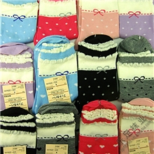 女士中筒袜056涤棉吊牌花边糖果袜日本袜子淘宝爆款袜子批发