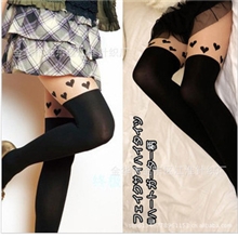 小性感显瘦假高筒织上去的爱心肤色假过膝丝袜显瘦连裤袜