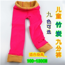 秋冬新款童裤儿童保暖裤儿童双层提花糖果色竹炭九分打底裤批发