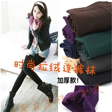 厂家直销秋冬加绒打底裤袜糖果色加厚保暖彩色铅笔连裤袜批发