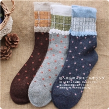 【伙拼】原单森系羊毛袜圆点中筒羊绒女袜堆堆袜民族风袜子批发