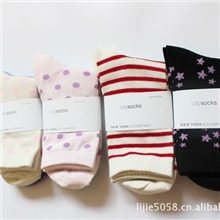 彩色条纹袜子可爱圆点袜子女袜NEWYORK袜子出口原单袜子