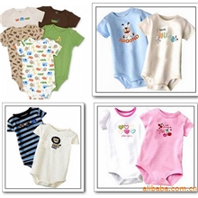 外贸童装批发婴儿服饰批发全棉短袖三角哈衣爬服包屁衣5件包