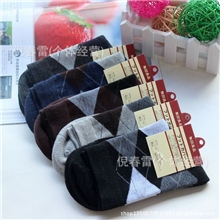 袜子厂家批发男袜子全棉中筒袜商务袜格子袜中等厚度短袜子