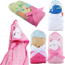 外贸原单春秋加大儿童浴巾三角带帽卡通婴儿纯棉浴袍斗篷