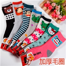 童袜全棉冬款加厚保暖毛圈袜子纯棉男女卡通毛巾袜儿童袜批发