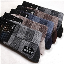 加厚羊毛袜男冬天保暖男袜双针双路羊毛袜子格子商务袜子批发
