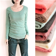 新款厂家直销韩国秋装女式全棉圆领磨毛长袖t恤女士打底衫长袖