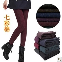2013秋冬新款无缝七彩棉一体裤加厚单层一体打底裤踩脚裤批发