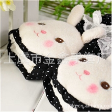 厂家直销卡通可爱花耳朵兔毛绒保暖儿童手套半指