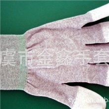 供应尼龙PU涂掌腕带防静电条纹手套