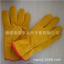 供应黄色牛二层皮司机款，牛皮工作手套，防护手套型号：305