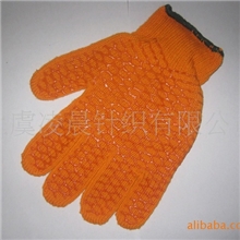 七针涤棉印鱼纹状硅胶大码手套