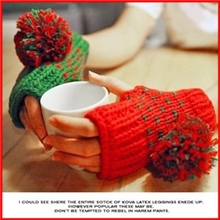 出口韩国冬季保暖毛线手套可爱大毛球毛线手套AB款露半指手套