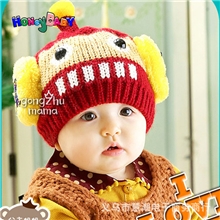 韩版秋冬新款加绒加厚卡通机器人帽宝宝保暖帽子儿童帽子批发