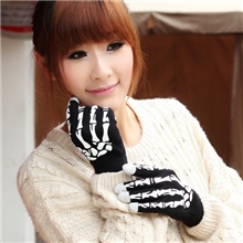 骷髅腈纶纯色五指手套触摸屏手套三星HTC小米通用触摸手套