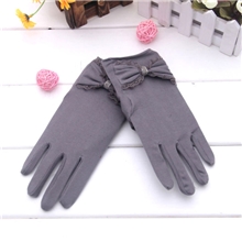 女士手套批发蝴蝶结布艺保暖五指魔术手套甜美可爱新款手套8802