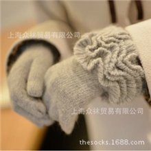 韩国代购同款cher*yspoo*名媛风花边安哥拉兔羊毛手套毛线秋冬女