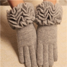 韩国！名媛风公主款秋冬季可爱木耳花边保暖羊绒兔毛羊毛手套女士